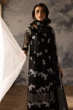 Nureh Elanora Unstitched Black 4 Piece Organza Dress - Image 5