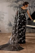 Nureh Elanora Unstitched Black 4 Piece Organza Dress - Image 8