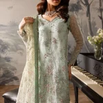 Nureh Elanora Unstitched Mint 4 Piece Organza Dress