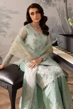 Nureh Elanora Unstitched Mint 4 Piece Organza Dress - Image 4