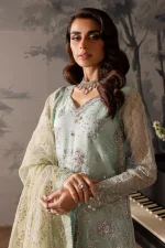 Nureh Elanora Unstitched Mint 4 Piece Organza Dress - Image 5