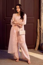 Stitched 4Pc Embroidered Organza Dress Guzel Sitara Tara