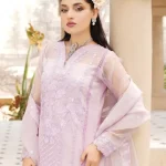 Stitched Embroidered Purple Organza Dress