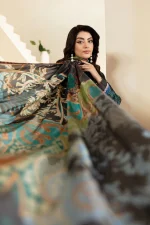 Unstitched 3Pc Printed Embroidered Lawn Dress Mashaal by Ramsha 1301 - Image 3