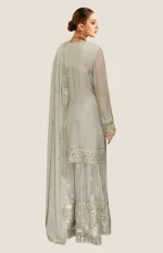 Semi Stitched 3Pc Embroidered Chiffon Sharara Dress RG6 - Image 2