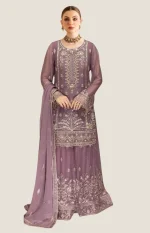 Semi Stitched 3Pc Embroidered Chiffon Sharara Dress RG5