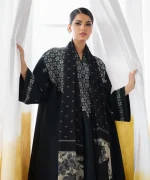 Unstitched 3Pc Embroidered Black Dobby Dress by Sapphire