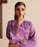 Unstitched 3Pc Embroidered Purple Dobby Dress by Sapphire - Image 4