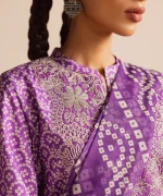 Unstitched 3Pc Embroidered Purple Dobby Dress by Sapphire - Image 5