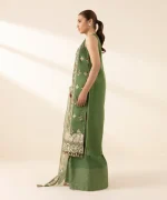 Unstitched 3Pc Embroidered Green Organza Dress by Sapphire - Image 3