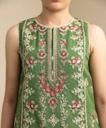 Unstitched 3Pc Embroidered Green Organza Dress by Sapphire - Image 5