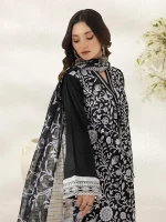 Unstitched 3Pc Embroidered Cambric Dress Salitex UNS7MI104UT - Image 4