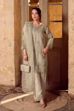 Stitched 4Pc Embroidered Organza Dress Guzel Sitara Noori