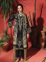 Unstitched 3 Piece Embroidered Lawn Dress Black Jade Urbane - Image 3