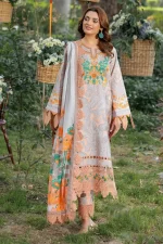Unstitched 3 Piece Embroidered Lawn Dress Charizma Range CRN507 - Image 6