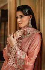 Unstitched 3Pc Embroidered Chiffon Dress Zebtan Zurgul 03 - Image 3