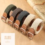 Internet Popular Square Buckle Punch-Free Women's Canvas Belt Men's Casual Elastic Elastic Pin Buckle Belt Wholesale - Image 2