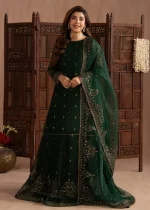 Bottle Green Chiffon Lehenga by Mohagni – AVR0033 - Image 3