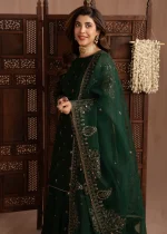 Bottle Green Chiffon Lehenga by Mohagni – AVR0033 - Image 7