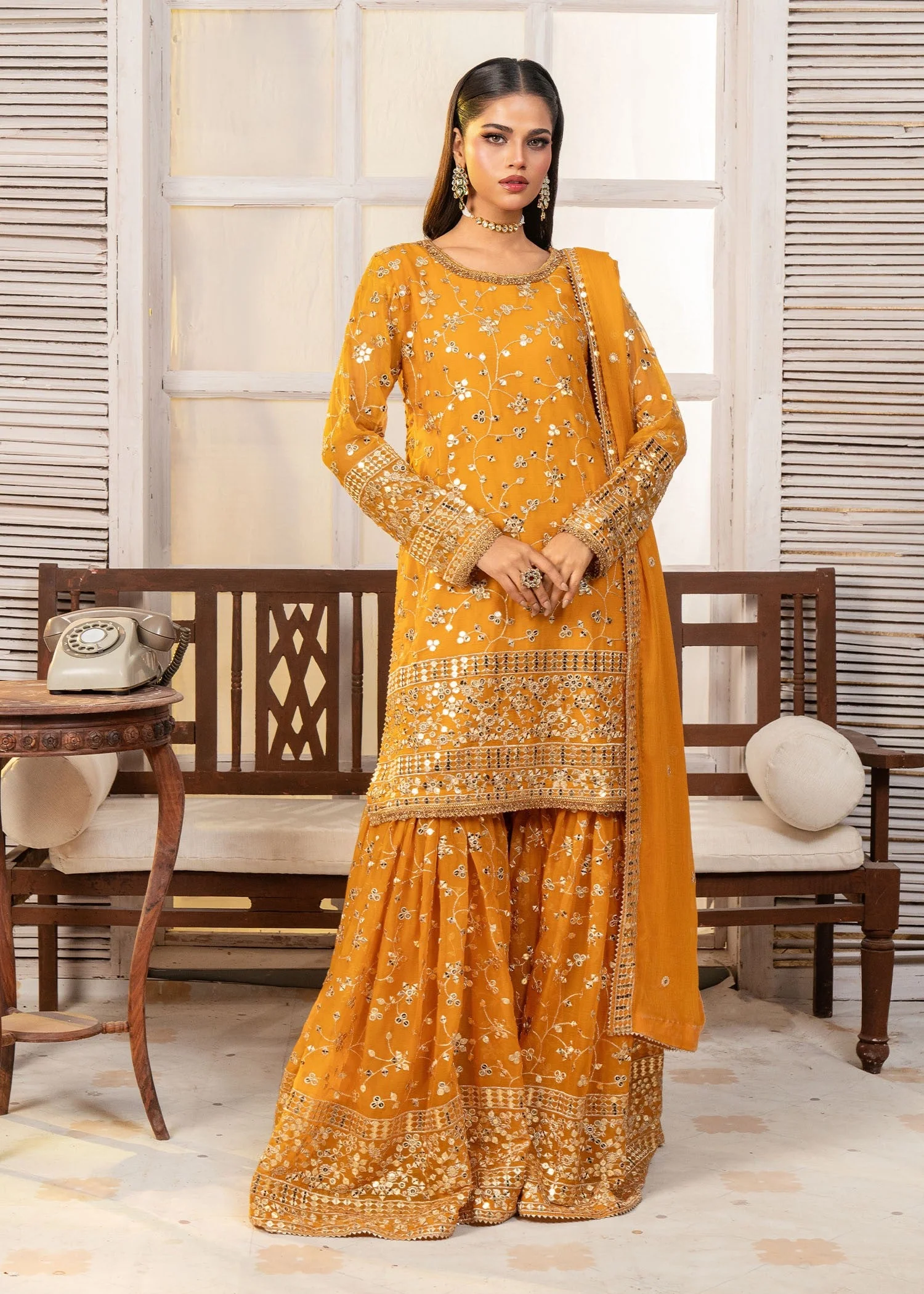 20260227101728-3ad09da550fa4910-media_image-2b0adbe80e2847eda51b6dd64cb4183b Mustard Chiffon Gharara – Festive Elegance - Image 1