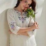 Off-White Embroidered Lawn Kurta Set – Minimal & Elegant