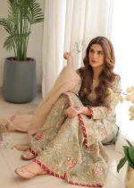 Moss Green Chiffon Gharara Set – Elegant Wedding Look - Image 2
