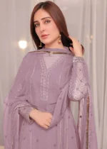 Chiffon Anarkali in Mauve Pink by Abaan Zohan – VCF2514 - Image 2