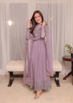 Chiffon Anarkali in Mauve Pink by Abaan Zohan – VCF2514 - Image 3