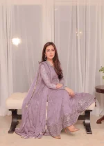 Chiffon Anarkali in Mauve Pink by Abaan Zohan – VCF2514 - Image 4