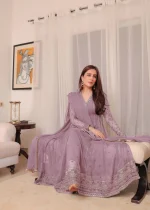 Chiffon Anarkali in Mauve Pink by Abaan Zohan – VCF2514 - Image 6