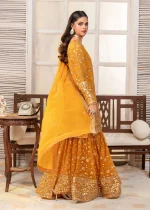 Mustard Chiffon Gharara – Festive Elegance - Image 3
