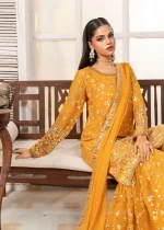 Mustard Chiffon Gharara – Festive Elegance - Image 4