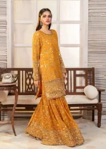 Mustard Chiffon Gharara – Festive Elegance - Image 5