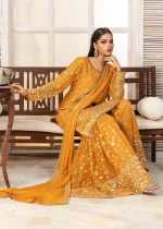 Mustard Chiffon Gharara – Festive Elegance - Image 6