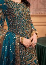 Teal Chiffon Lehenga – Bridal Glam by Haseens Official - Image 4