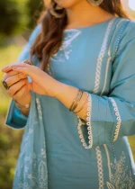Powder Blue Cotton Kurta Set – Soft & Elegant Look - Image 2