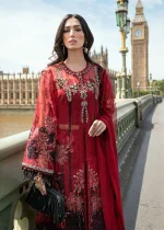 ❤️ Blood Red Organza – Festive Luxury Unstitched Set ❤️ - Image 5