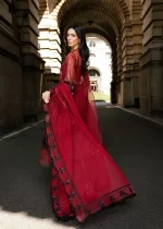 ❤️ Blood Red Organza – Festive Luxury Unstitched Set ❤️ - Image 2