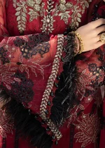 ❤️ Blood Red Organza – Festive Luxury Unstitched Set ❤️ - Image 6