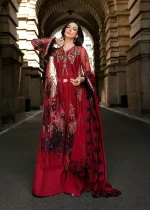 ❤️ Blood Red Organza – Festive Luxury Unstitched Set ❤️ - Image 3
