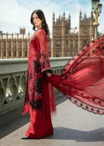 ❤️ Blood Red Organza – Festive Luxury Unstitched Set ❤️ - Image 4