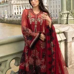 ❤️ Blood Red Organza – Festive Luxury Unstitched Set ❤️