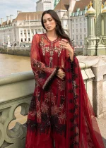 ❤️ Blood Red Organza – Festive Luxury Unstitched Set ❤️