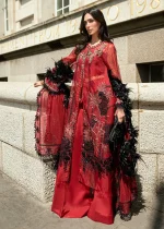 ❤️ Blood Red Organza – Festive Luxury Unstitched Set ❤️ - Image 9